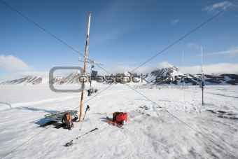 Small meteorological station on the glacier - Arctic, Svalbard