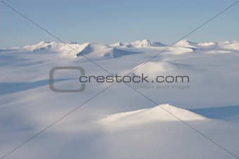 Arctic mountain landscape - mountains, glaciers, sea, ice