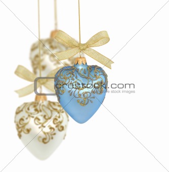 Christmas balls on white background / copy space
