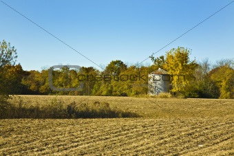 Autumn Field with Grain Silo