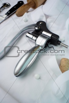 wine bottle opener and chef's utensils