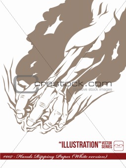 Illustration #007 - Hand Ripping Paper (White version)