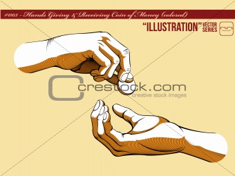 Illustration #005 Hands Giving & Receiving Money (Colored version)