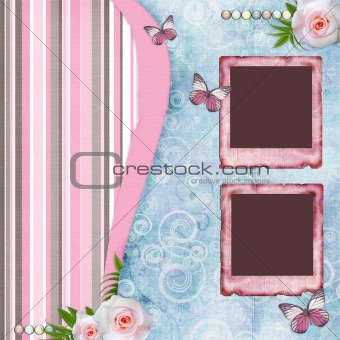Beautyful album page in scrapbook style  with  paper frames for 