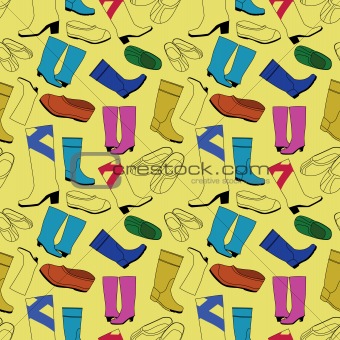 Seamless shoes yellow pattern