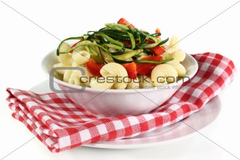 Pasta with red pepper zucchini vegetable