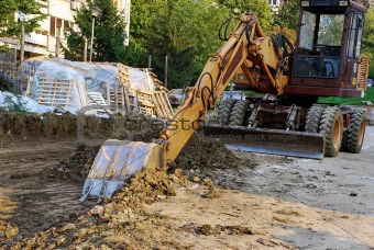 bulldozer on building site