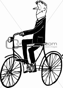 Man riding the bicycle
