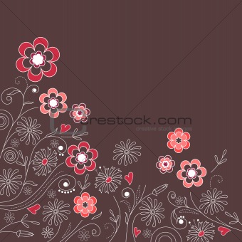 Floral dark grey background with pink flowers
