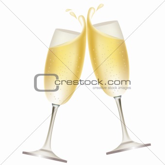 Two glasses full of champagne isolated