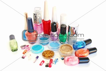 Nail polishes and  glitters