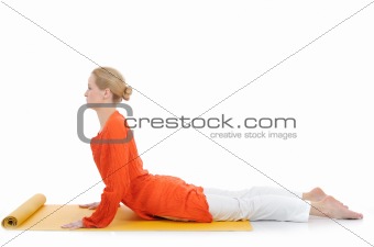 series or yoga photos. young woman in cobra pose