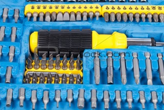 A set of screw tips and extensions
