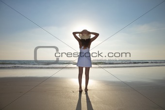 sun in straw hat