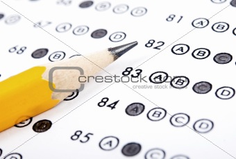 Test score sheet with answers