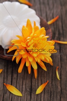 Natural soap with orange flower