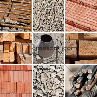 Construction materials collage