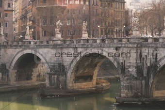Saint Angel Bridge in Rome, Italy.