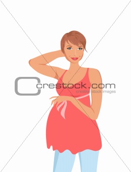 cute pregnant woman isolated