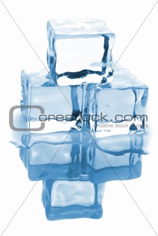 Three ice cubes with water
