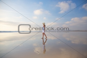 reflected woman at Castilnovo Beach