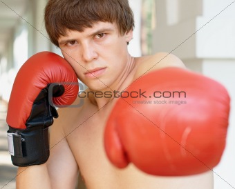Boxer with red gloves