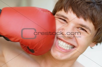 Boxer receiving a punch