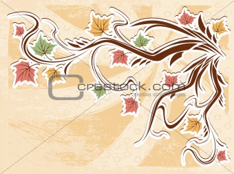 vector vintage autumn leaves background