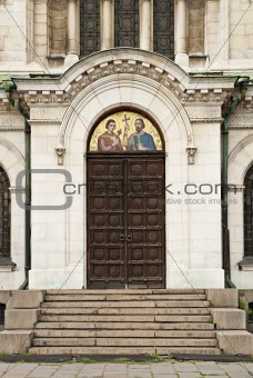 bulgarian orthodox church door in sofia bulgaria