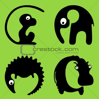 Wild African animals round signs or logos
