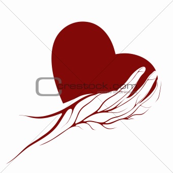 A heart in a hand logo or sign