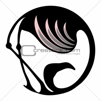 Flamingo symbol or logo in a circle