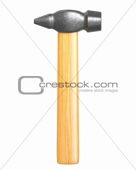 Classic hammer isolated, frontal view