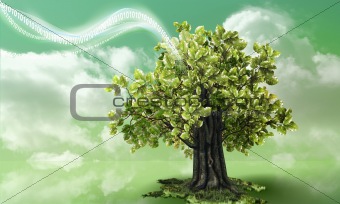 Green technology waving into nature