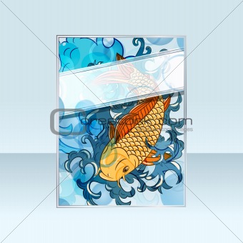 vector banner with japanese style koi  (carp fish)