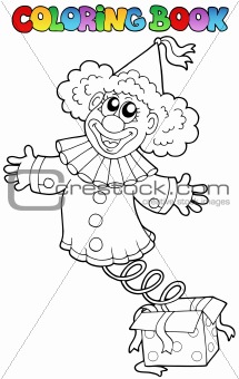 Coloring book with clown in box