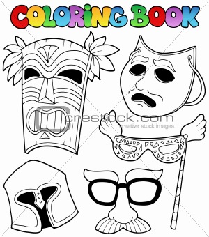 Coloring book with different masks