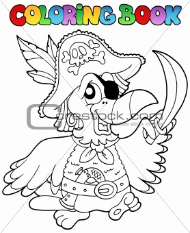 Coloring book with pirate parrot