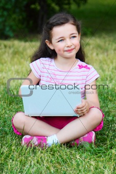 The little girl with the laptop