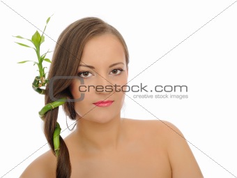 Beautiful spa woman with long healthy hair and pure skin