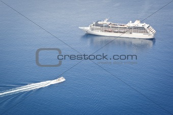 cruiser in the blue sea
