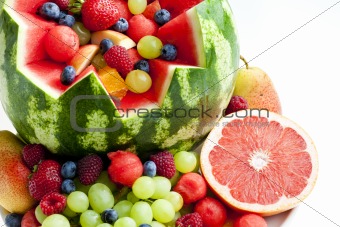 fruit salad in water melon