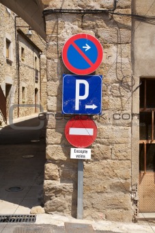 three traffic signs