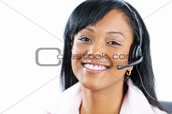 Customer service and support representative with headset