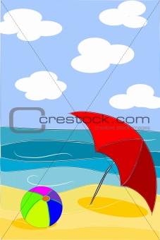 Beach beauty colorful illustration - vector