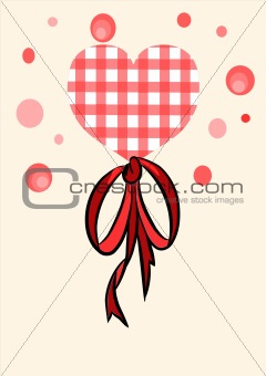 Red heart with beauty bow - vector