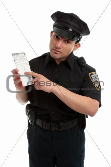 Police officer or traffic warden with infringement ticket