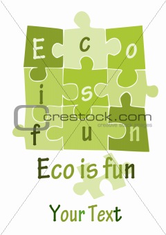 Eco is fun - green puzzle - vector