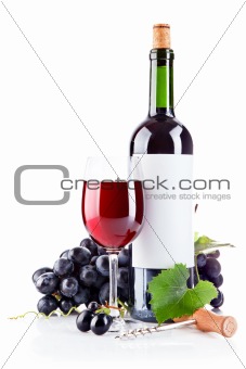 red wine in glass with grapes