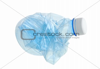 Crushed empty plastic water bottle